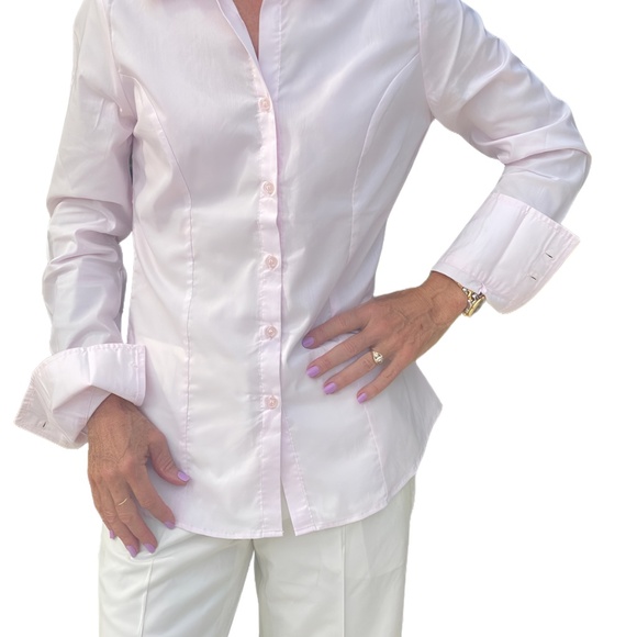 Rosa York Professional Attire Pink Button Down Top - Picture 1 of 8